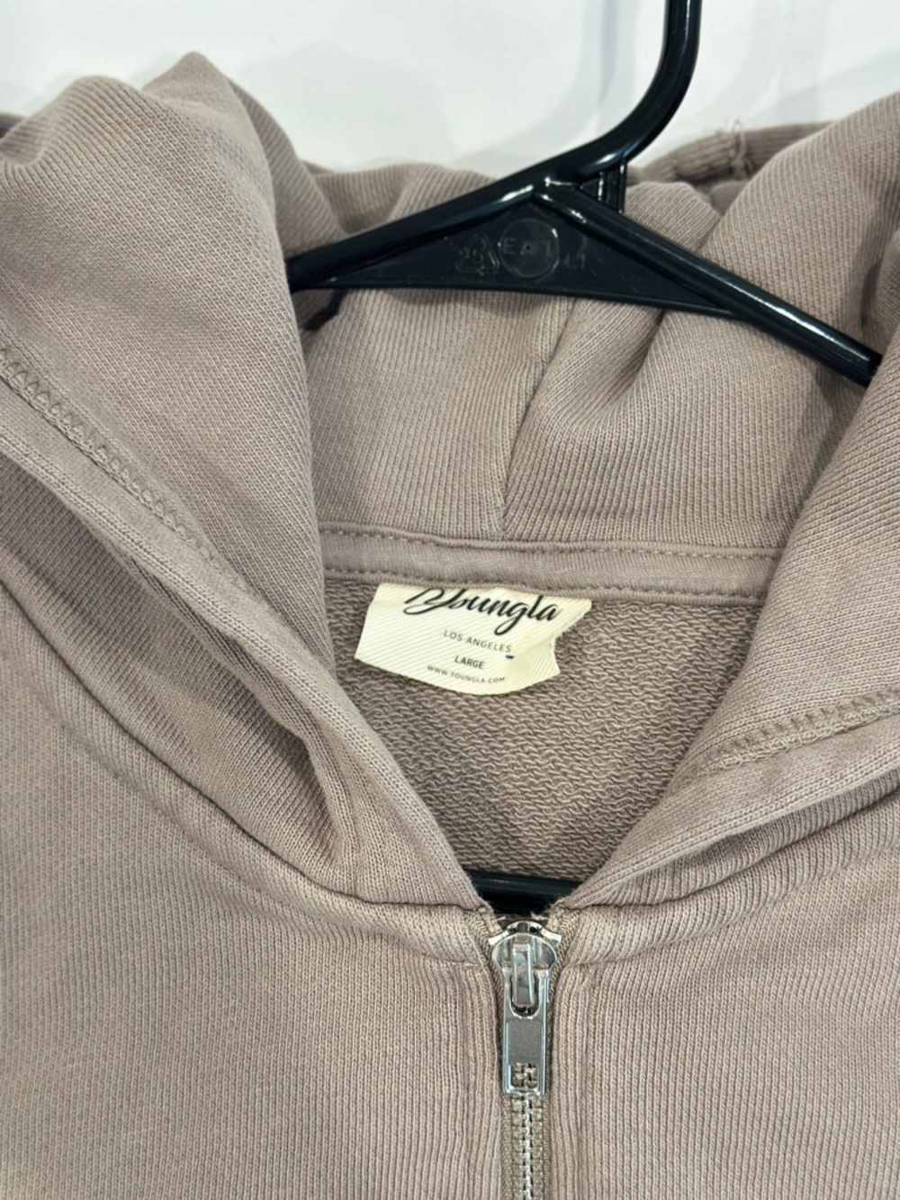 YoungLA Cropped Zip Hoodie in Taupe - Picture 7 of 12